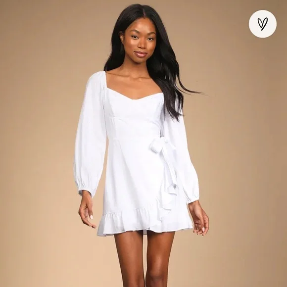 Lulus | Dresses | All The Right Time White Ruffled Balloon Sleeve Mini  Dress Lulus | Poshmark
